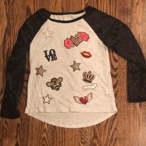 Children’s place L/S patched T crush velvet sleeve